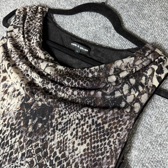 Cable & Gauge Tops - Cable & Gauge Womens XL Snakeskin Animal Print Cowl Neck Ruched Sleeveless Top